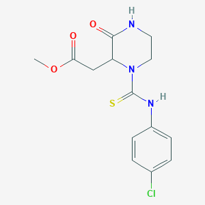 molecular formula C14H16ClN3O3S B4102000 methyl (1-{[(4-chlorophenyl)amino]carbonothioyl}-3-oxo-2-piperazinyl)acetate 