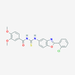molecular formula C23H18ClN3O4S B410203 N-{[2-(2-chlorophenyl)-1,3-benzoxazol-5-yl]carbamothioyl}-3,4-dimethoxybenzamide CAS No. 335214-41-0