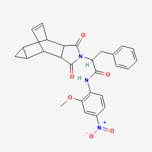 2-(3,5-dioxo-4-azatetracyclo[5.3.2.0~2,6~.0~8,10~]dodec-11-en-4-yl)-N-(2-methoxy-4-nitrophenyl)-3-phenylpropanamide