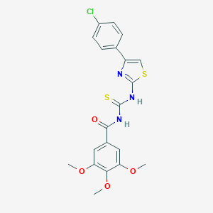molecular formula C20H18ClN3O4S2 B410215 N-{[4-(4-chlorophenyl)-1,3-thiazol-2-yl]carbamothioyl}-3,4,5-trimethoxybenzamide CAS No. 371118-60-4