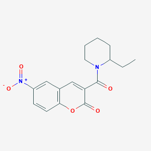 molecular formula C17H18N2O5 B4102168 3-[(2-ethyl-1-piperidinyl)carbonyl]-6-nitro-2H-chromen-2-one 