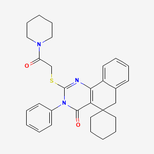 2-{[2-oxo-2-(1-piperidinyl)ethyl]thio}-3-phenyl-3H-spiro[benzo[h]quinazoline-5,1'-cyclohexan]-4(6H)-one