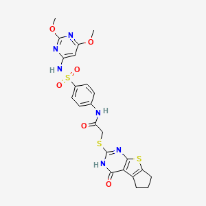 N-(4-{[(2,6-dimethoxy-4-pyrimidinyl)amino]sulfonyl}phenyl)-2-[(4-oxo-3,5,6,7-tetrahydro-4H-cyclopenta[4,5]thieno[2,3-d]pyrimidin-2-yl)thio]acetamide