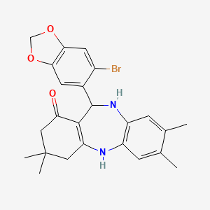 11-(6-bromo-1,3-benzodioxol-5-yl)-3,3,7,8-tetramethyl-2,3,4,5,10,11-hexahydro-1H-dibenzo[b,e][1,4]diazepin-1-one