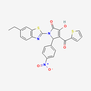 molecular formula C24H17N3O5S2 B4102259 1-(6-ethyl-1,3-benzothiazol-2-yl)-3-hydroxy-5-(4-nitrophenyl)-4-(2-thienylcarbonyl)-1,5-dihydro-2H-pyrrol-2-one 