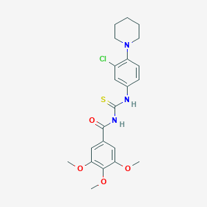 molecular formula C22H26ClN3O4S B410230 N-{[3-chloro-4-(piperidin-1-yl)phenyl]carbamothioyl}-3,4,5-trimethoxybenzamide 