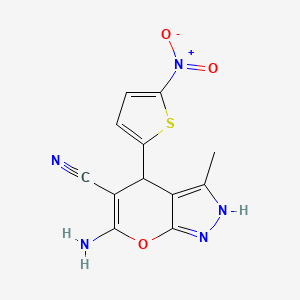 6-amino-3-methyl-4-(5-nitro-2-thienyl)-1,4-dihydropyrano[2,3-c]pyrazole-5-carbonitrile