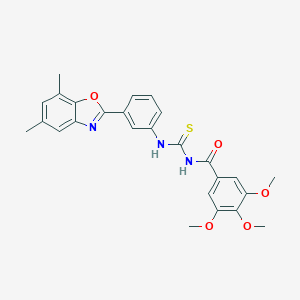 N-{[3-(5,7-dimethyl-1,3-benzoxazol-2-yl)phenyl]carbamothioyl}-3,4,5-trimethoxybenzamide
