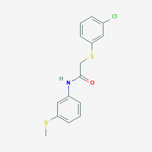 molecular formula C15H14ClNOS2 B4102340 2-[(3-chlorophenyl)thio]-N-[3-(methylthio)phenyl]acetamide 