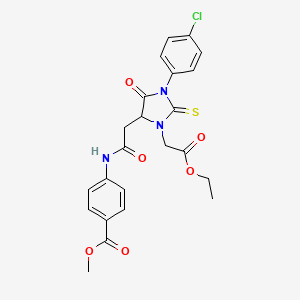 methyl 4-({[1-(4-chlorophenyl)-3-(2-ethoxy-2-oxoethyl)-5-oxo-2-thioxo-4-imidazolidinyl]acetyl}amino)benzoate