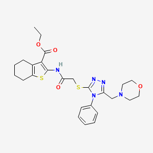 molecular formula C26H31N5O4S2 B4102495 ethyl 2-[({[5-(4-morpholinylmethyl)-4-phenyl-4H-1,2,4-triazol-3-yl]thio}acetyl)amino]-4,5,6,7-tetrahydro-1-benzothiophene-3-carboxylate 