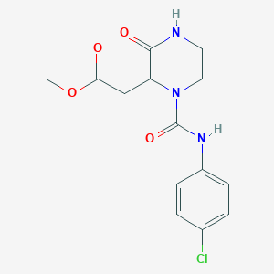 molecular formula C14H16ClN3O4 B4102659 methyl (1-{[(4-chlorophenyl)amino]carbonyl}-3-oxo-2-piperazinyl)acetate 