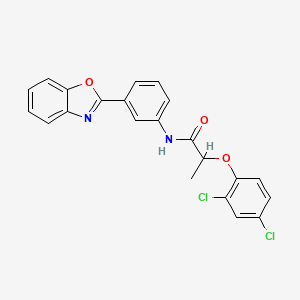 molecular formula C22H16Cl2N2O3 B4102684 N-[3-(1,3-benzoxazol-2-yl)phenyl]-2-(2,4-dichlorophenoxy)propanamide 