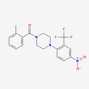 molecular formula C19H18F3N3O3 B4102689 1-(2-methylbenzoyl)-4-[4-nitro-2-(trifluoromethyl)phenyl]piperazine 