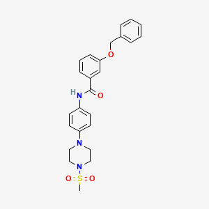 molecular formula C25H27N3O4S B4102698 3-(benzyloxy)-N-{4-[4-(methylsulfonyl)-1-piperazinyl]phenyl}benzamide 