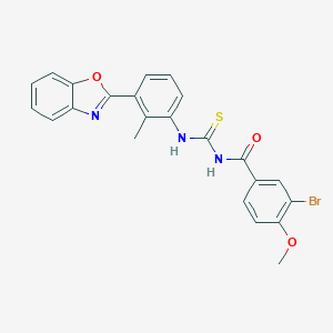 molecular formula C23H18BrN3O3S B410270 N-{[3-(1,3-benzoxazol-2-yl)-2-methylphenyl]carbamothioyl}-3-bromo-4-methoxybenzamide 