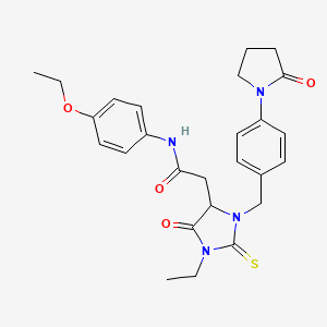 molecular formula C26H30N4O4S B4102749 N-(4-ethoxyphenyl)-2-{1-ethyl-5-oxo-3-[4-(2-oxo-1-pyrrolidinyl)benzyl]-2-thioxo-4-imidazolidinyl}acetamide 