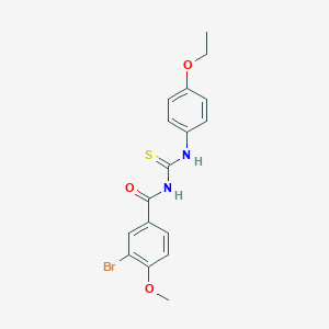 molecular formula C17H17BrN2O3S B410277 3-bromo-N-[(4-ethoxyphenyl)carbamothioyl]-4-methoxybenzamide 