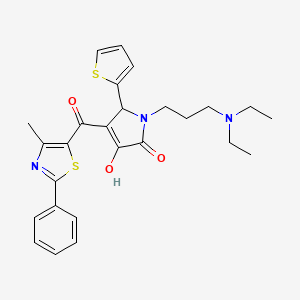 molecular formula C26H29N3O3S2 B4102772 1-[3-(diethylamino)propyl]-3-hydroxy-4-[(4-methyl-2-phenyl-1,3-thiazol-5-yl)carbonyl]-5-(2-thienyl)-1,5-dihydro-2H-pyrrol-2-one 