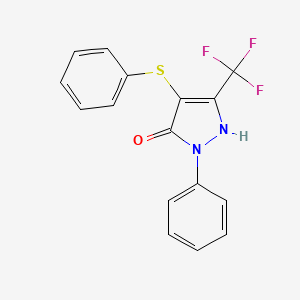 molecular formula C16H11F3N2OS B4102819 1-phenyl-4-(phenylthio)-3-(trifluoromethyl)-1H-pyrazol-5-ol 