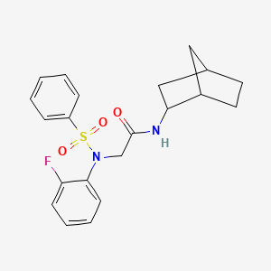 molecular formula C21H23FN2O3S B4102841 N~1~-bicyclo[2.2.1]hept-2-yl-N~2~-(2-fluorophenyl)-N~2~-(phenylsulfonyl)glycinamide 