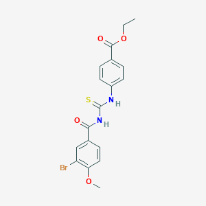 molecular formula C18H17BrN2O4S B410290 Ethyl 4-({[(3-bromo-4-methoxybenzoyl)amino]carbothioyl}amino)benzoate CAS No. 333738-51-5