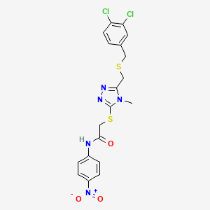 molecular formula C19H17Cl2N5O3S2 B4102950 2-[(5-{[(3,4-dichlorobenzyl)thio]methyl}-4-methyl-4H-1,2,4-triazol-3-yl)thio]-N-(4-nitrophenyl)acetamide 