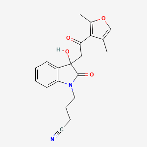 4-{3-[2-(2,4-dimethyl-3-furyl)-2-oxoethyl]-3-hydroxy-2-oxo-2,3-dihydro-1H-indol-1-yl}butanenitrile