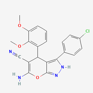 6-amino-3-(4-chlorophenyl)-4-(2,3-dimethoxyphenyl)-1,4-dihydropyrano[2,3-c]pyrazole-5-carbonitrile