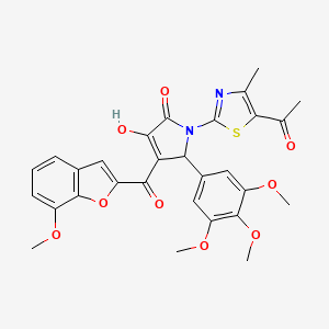 molecular formula C29H26N2O9S B4102996 1-(5-acetyl-4-methyl-1,3-thiazol-2-yl)-3-hydroxy-4-[(7-methoxy-1-benzofuran-2-yl)carbonyl]-5-(3,4,5-trimethoxyphenyl)-1,5-dihydro-2H-pyrrol-2-one 