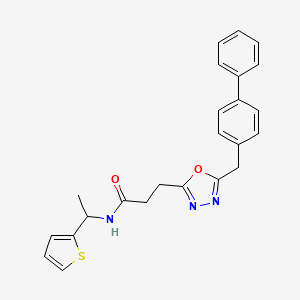 3-[5-(4-biphenylylmethyl)-1,3,4-oxadiazol-2-yl]-N-[1-(2-thienyl)ethyl]propanamide