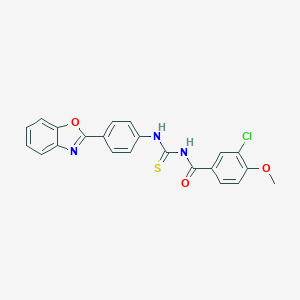 molecular formula C22H16ClN3O3S B410302 N-{[4-(1,3-benzoxazol-2-yl)phenyl]carbamothioyl}-3-chloro-4-methoxybenzamide 