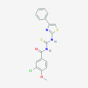 molecular formula C18H14ClN3O2S2 B410304 3-chloro-4-methoxy-N-[(4-phenyl-1,3-thiazol-2-yl)carbamothioyl]benzamide 