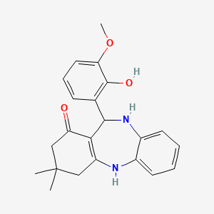 molecular formula C22H24N2O3 B4103042 11-(2-hydroxy-3-methoxyphenyl)-3,3-dimethyl-2,3,4,5,10,11-hexahydro-1H-dibenzo[b,e][1,4]diazepin-1-one 