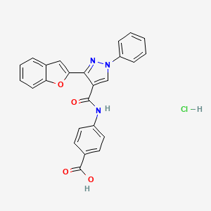 molecular formula C25H18ClN3O4 B4103083 4-({[3-(1-benzofuran-2-yl)-1-phenyl-1H-pyrazol-4-yl]carbonyl}amino)benzoic acid hydrochloride 