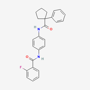 2-fluoro-N-[4-[(1-phenylcyclopentanecarbonyl)amino]phenyl]benzamide