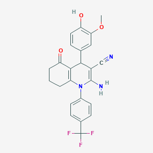 2-amino-4-(4-hydroxy-3-methoxyphenyl)-5-oxo-1-[4-(trifluoromethyl)phenyl]-1,4,5,6,7,8-hexahydro-3-quinolinecarbonitrile