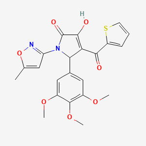 molecular formula C22H20N2O7S B4103126 3-hydroxy-1-(5-methyl-3-isoxazolyl)-4-(2-thienylcarbonyl)-5-(3,4,5-trimethoxyphenyl)-1,5-dihydro-2H-pyrrol-2-one 