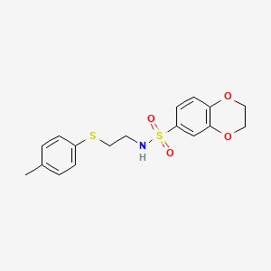 molecular formula C17H19NO4S2 B4103225 N-{2-[(4-methylphenyl)thio]ethyl}-2,3-dihydro-1,4-benzodioxine-6-sulfonamide 