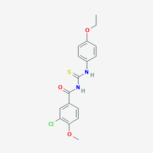 molecular formula C17H17ClN2O3S B410323 3-chloro-N-[(4-ethoxyphenyl)carbamothioyl]-4-methoxybenzamide 