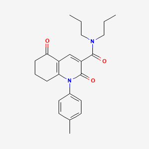 molecular formula C23H28N2O3 B4103242 1-(4-methylphenyl)-2,5-dioxo-N,N-dipropyl-1,2,5,6,7,8-hexahydro-3-quinolinecarboxamide 