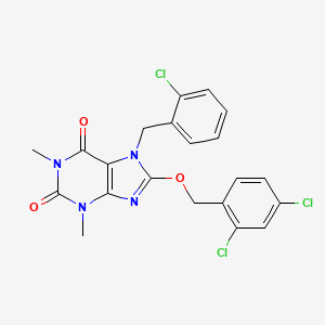 molecular formula C21H17Cl3N4O3 B4103275 7-(2-chlorobenzyl)-8-[(2,4-dichlorobenzyl)oxy]-1,3-dimethyl-3,7-dihydro-1H-purine-2,6-dione 