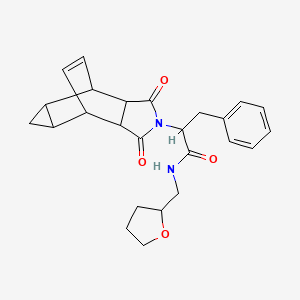 2-(3,5-dioxo-4-azatetracyclo[5.3.2.0~2,6~.0~8,10~]dodec-11-en-4-yl)-3-phenyl-N-(tetrahydro-2-furanylmethyl)propanamide