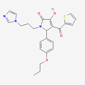 molecular formula C24H25N3O4S B4103321 3-hydroxy-1-[3-(1H-imidazol-1-yl)propyl]-5-(4-propoxyphenyl)-4-(2-thienylcarbonyl)-1,5-dihydro-2H-pyrrol-2-one 