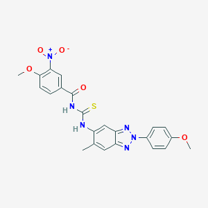 molecular formula C23H20N6O5S B410333 4-methoxy-N-[[2-(4-methoxyphenyl)-6-methylbenzotriazol-5-yl]carbamothioyl]-3-nitrobenzamide CAS No. 333739-05-2