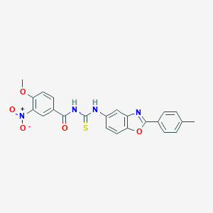 molecular formula C23H18N4O5S B410334 N-{3-nitro-4-methoxybenzoyl}-N'-[2-(4-methylphenyl)-1,3-benzoxazol-5-yl]thiourea 