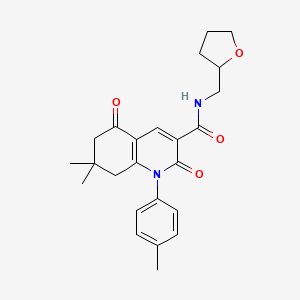 molecular formula C24H28N2O4 B4103364 7,7-dimethyl-1-(4-methylphenyl)-2,5-dioxo-N-(tetrahydro-2-furanylmethyl)-1,2,5,6,7,8-hexahydro-3-quinolinecarboxamide 