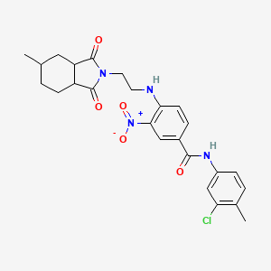 N-(3-chloro-4-methylphenyl)-4-[2-(5-methyl-1,3-dioxo-3a,4,5,6,7,7a-hexahydroisoindol-2-yl)ethylamino]-3-nitrobenzamide