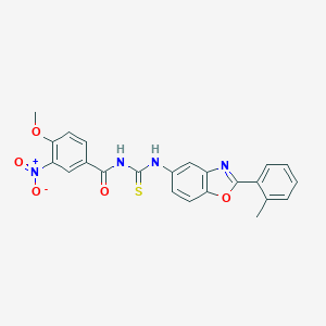 molecular formula C23H18N4O5S B410338 4-methoxy-N-{[2-(2-methylphenyl)-1,3-benzoxazol-5-yl]carbamothioyl}-3-nitrobenzamide 