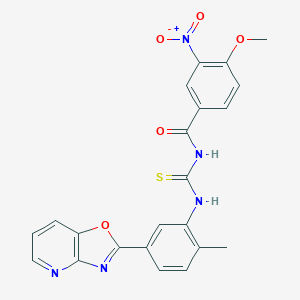 molecular formula C22H17N5O5S B410339 4-methoxy-N-{[2-methyl-5-([1,3]oxazolo[4,5-b]pyridin-2-yl)phenyl]carbamothioyl}-3-nitrobenzamide CAS No. 333739-14-3